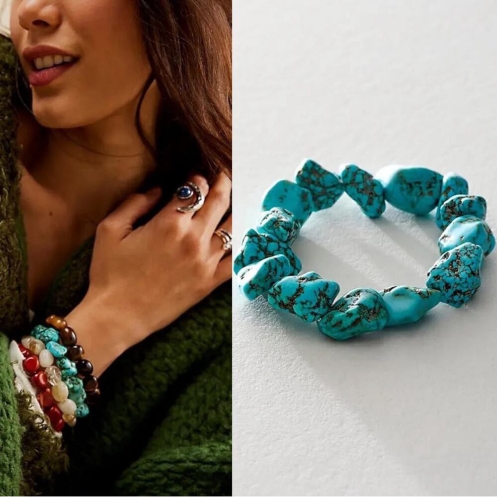 Free People Ariana Ost Turquoise Bracelet NWT Chunky Western Bohemian Boho